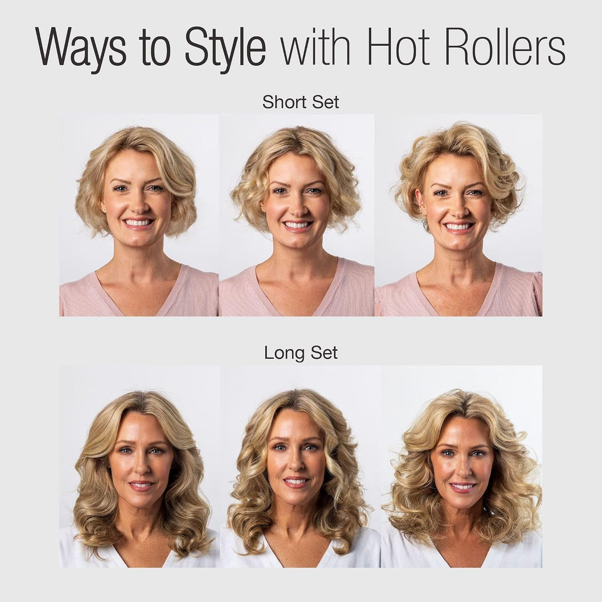 Hot Rollers, 12-Piece Long Set with Claw Clips, Pink Sands | Hands-free volumizing curls & waves; ideal for