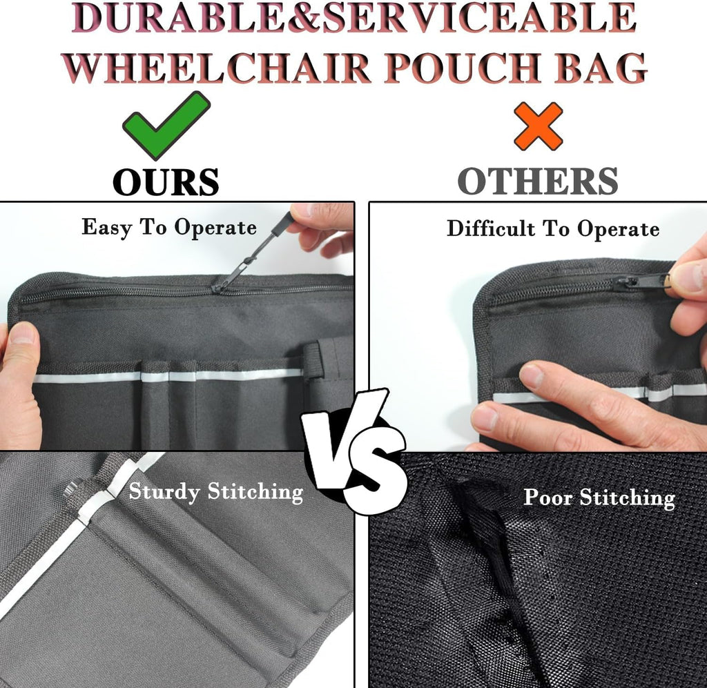 Wheelchair Pouch Side Pocket,Wheel Chair Cup Holder,Electric Wheelchair Accessories,Wheelchair Side Bag with Cup