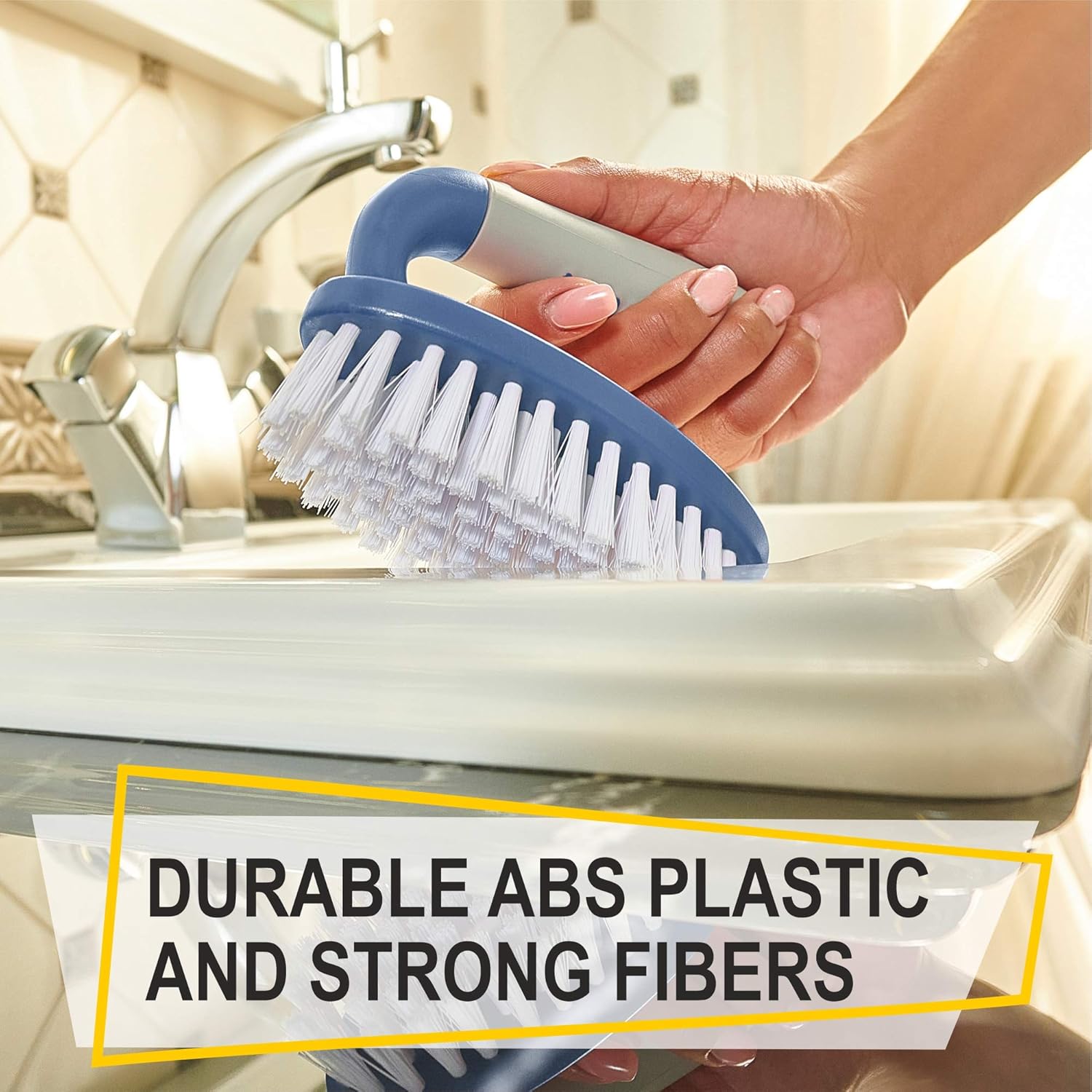 Scrub Brush Set of 3pcs - Cleaning Shower Scrubber with Ergonomic Handle and Durable Bristles - Grout Cleaner Brush