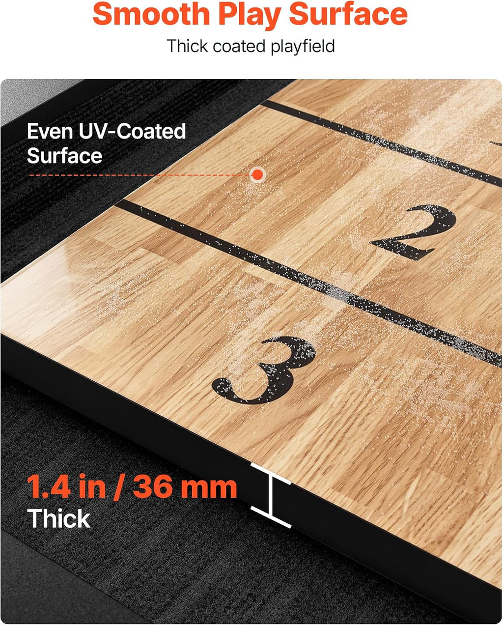 7ft 9ft 12ft Shuffleboard Table for Family Game Room, Shuffle Board with Scratch-Resistant Playfield, Legs, 8 Pucks