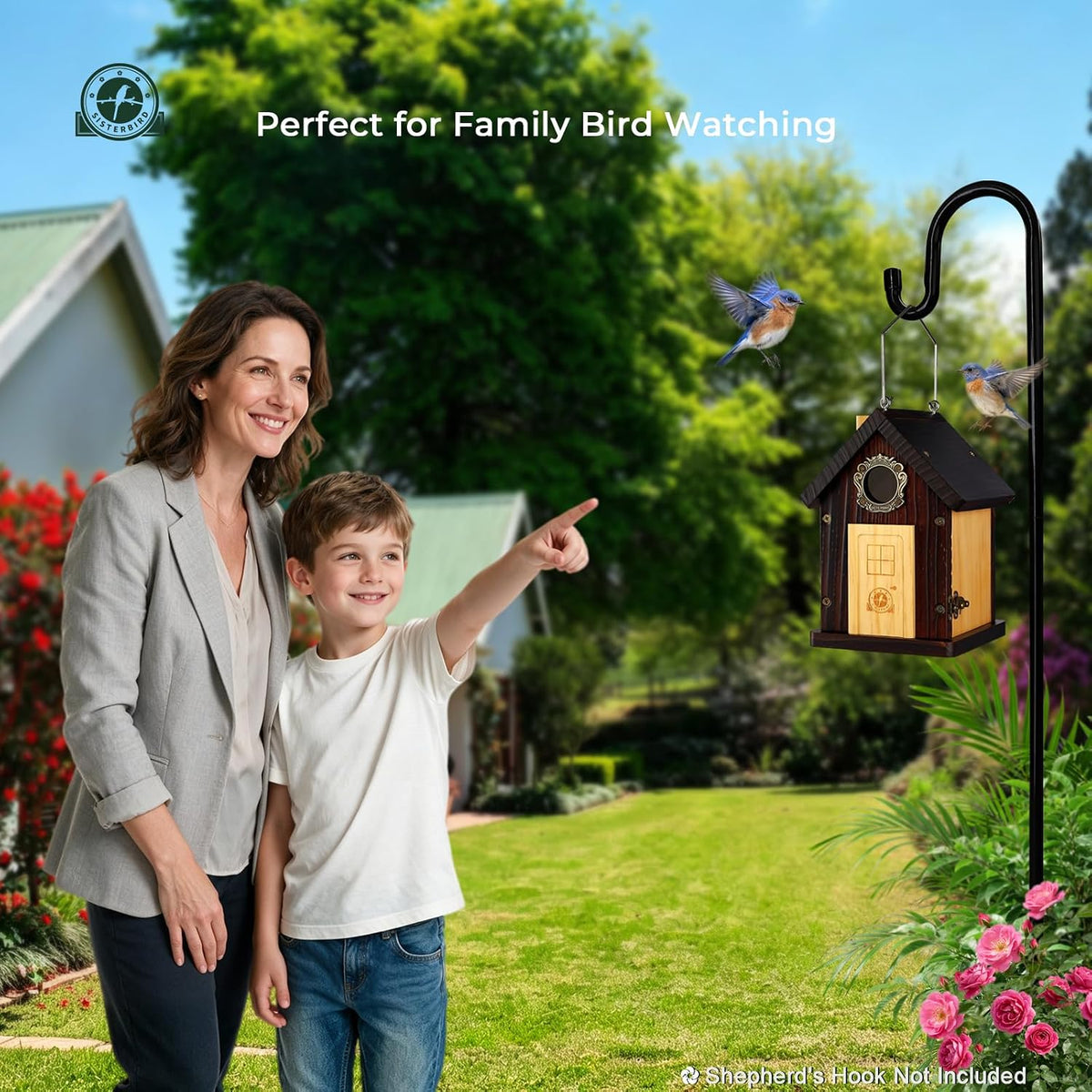 2 Pack Blue Bird Houses for Outside, Bird House Warming Gifts