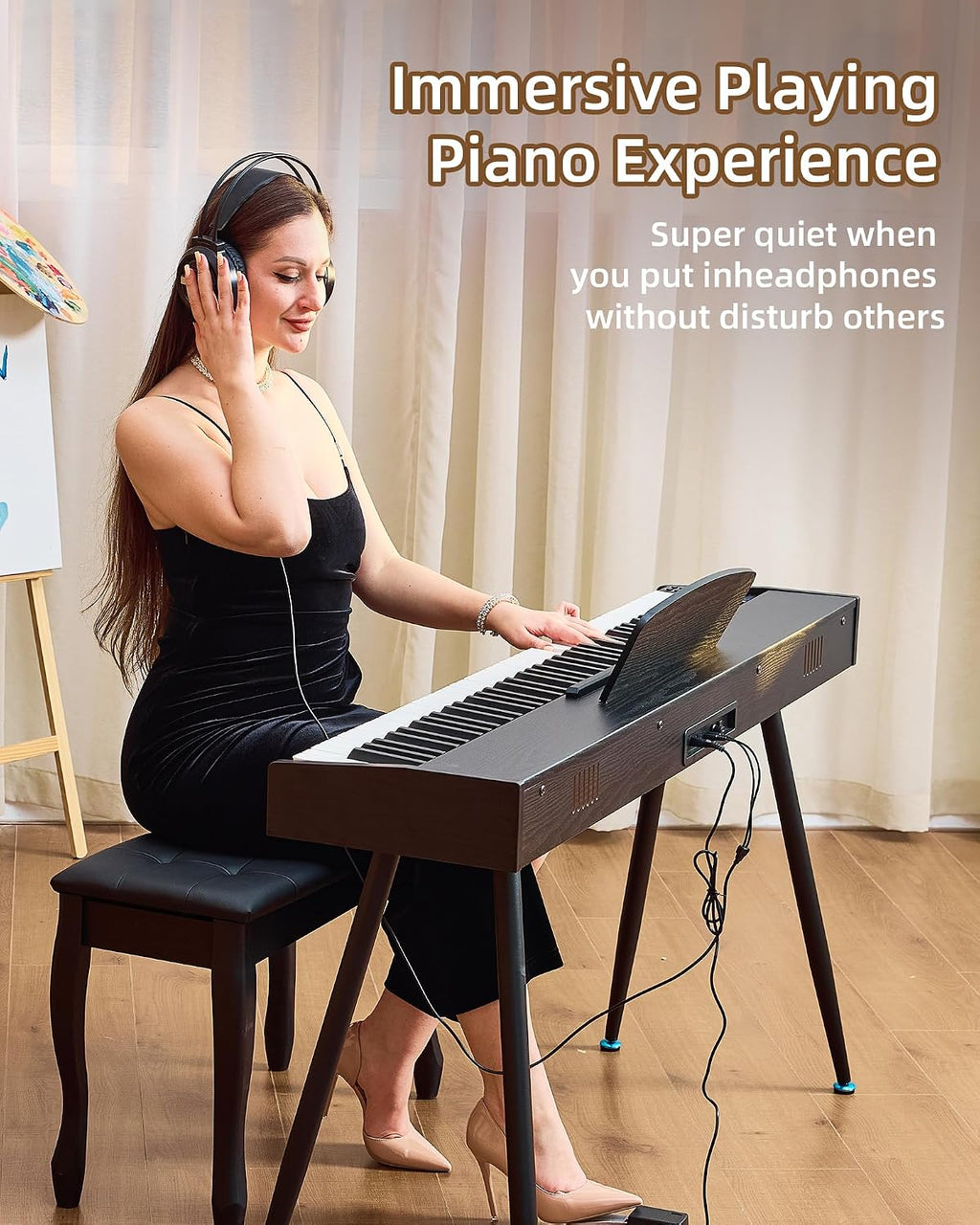 Digital Piano 88 Key Weighted Keyboard Full Size Electric Piano | For Beginners With Three-pedal Piano Cover