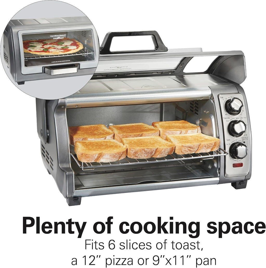 Easy Reach 6 Slice Countertop Air Fryer Toaster Oven Combo | Roll-Top Door For Easy Access | Bake, Broil & Toast