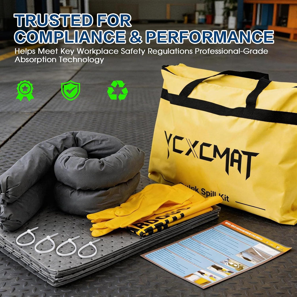 Universal Spill Kit for Chemical, Water & Garage Oil Cleanup 2 Pack