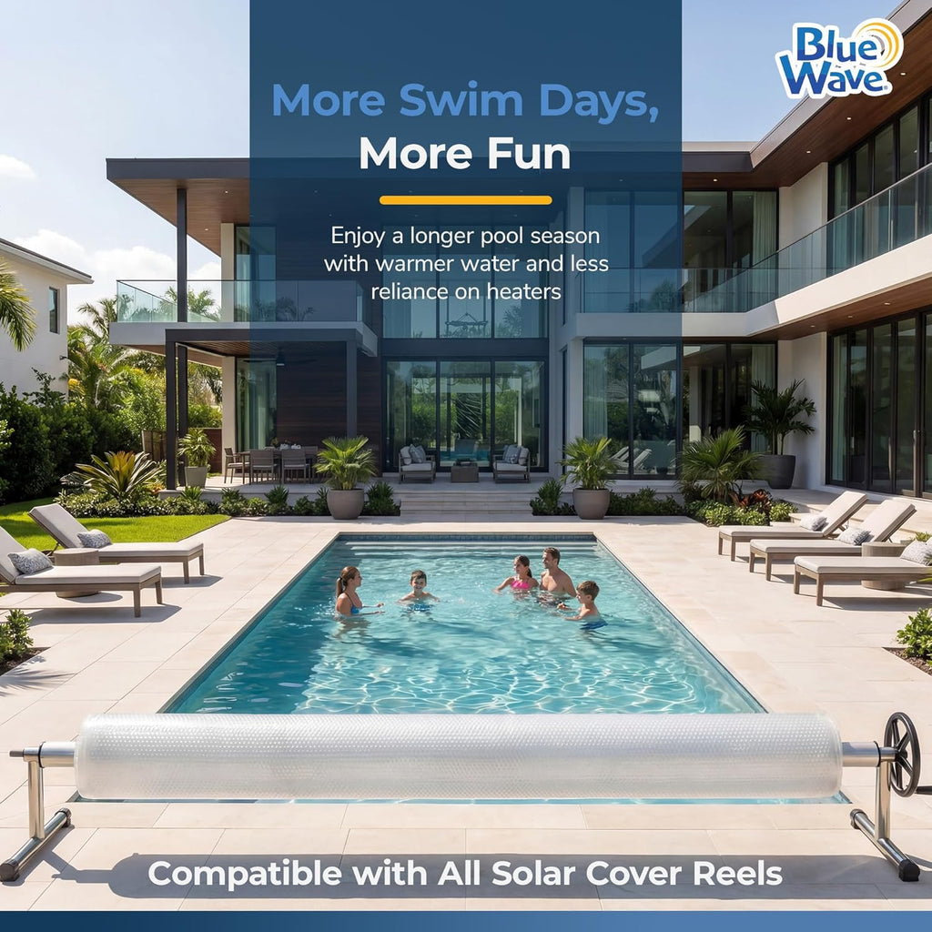 16x32-ft Rectangle Solar Pool Cover 12-Mil Clear – Solar Cover for Above Ground Pool & Inground Pool, Thermal Bubble