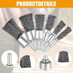 Mixiflor 30 Pack Wire End Brush Set, 6 Sizes 0.012" Crimped Carbon Steel Wire Wheel Drill with 1/4 Inch Hex Shank