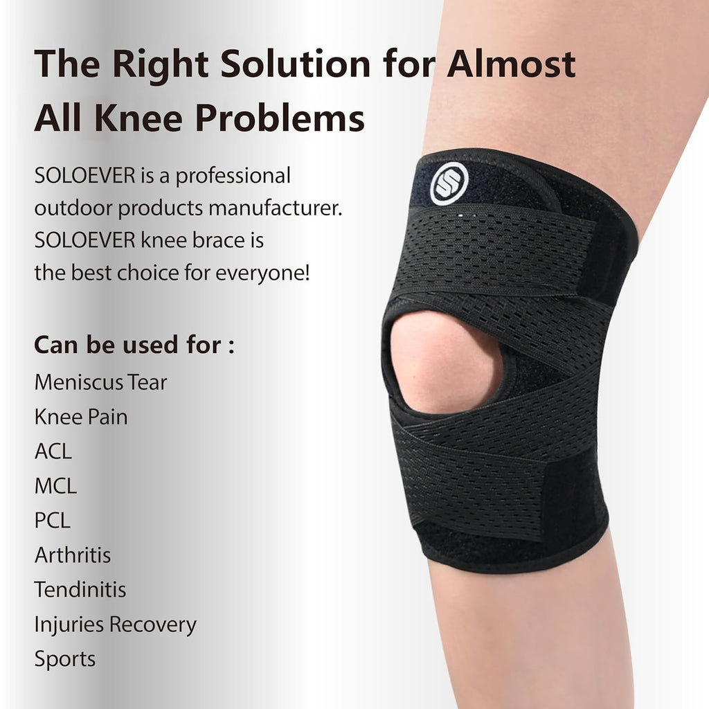 Knee Brace with Side Stabilizers for Knee Pain, Adjustable Knee Support for Meniscus Tear ACL MCL Arthritis Injury