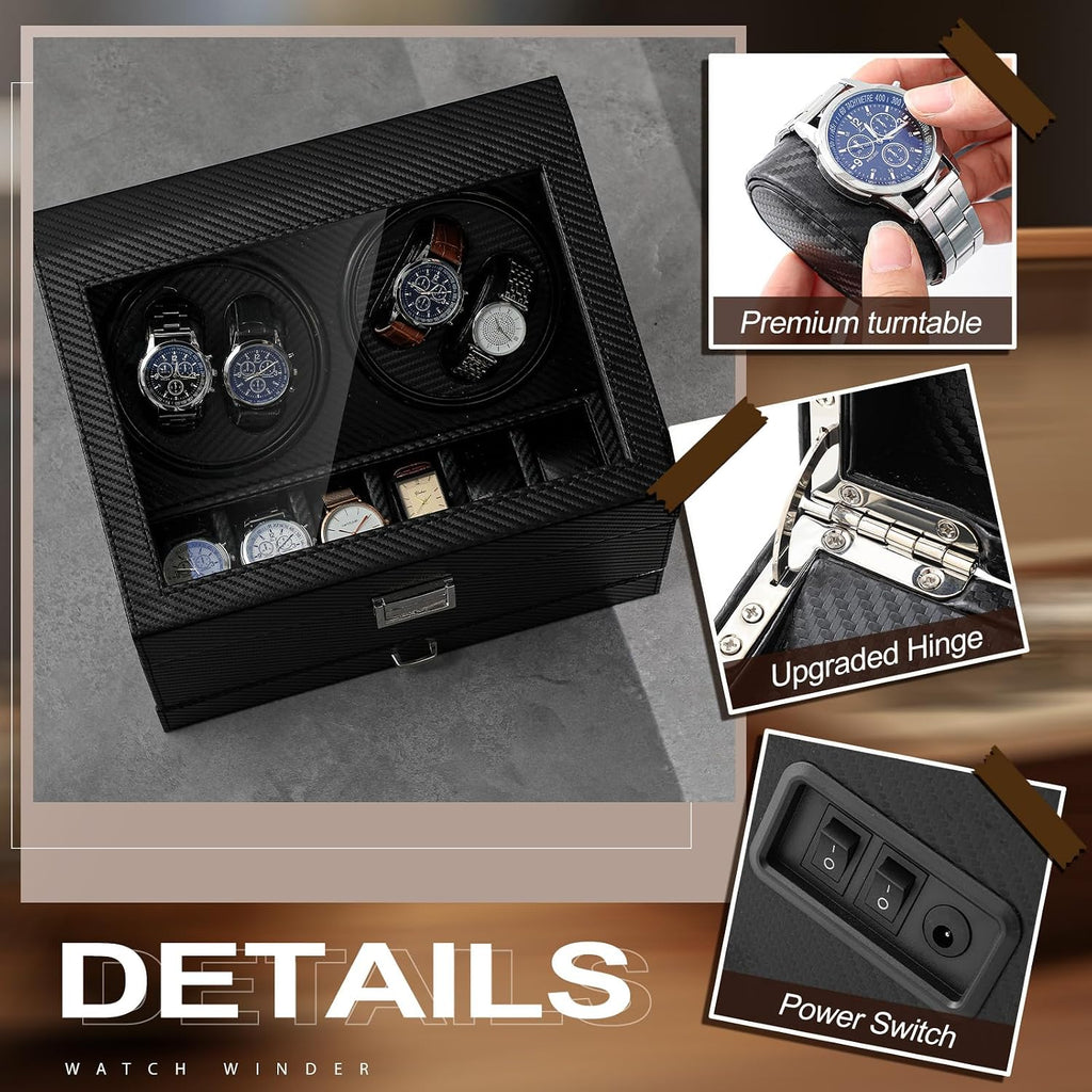 Watch Winder for Automatic Watch, Rotating Watch Display Case Quiet Running Motor Watches Jewelry Box with Drawer for