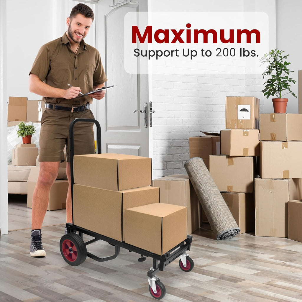 Compact Folding Adjustable Equipment Dolly - Heavy Duty Multi‑Function Convertible Cart Hand Truck/Platform Cart with