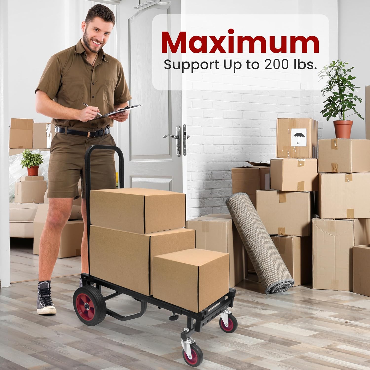 Compact Folding Adjustable Equipment Dolly - Heavy Duty Multi‑Function Convertible Cart Hand Truck/Platform Cart with