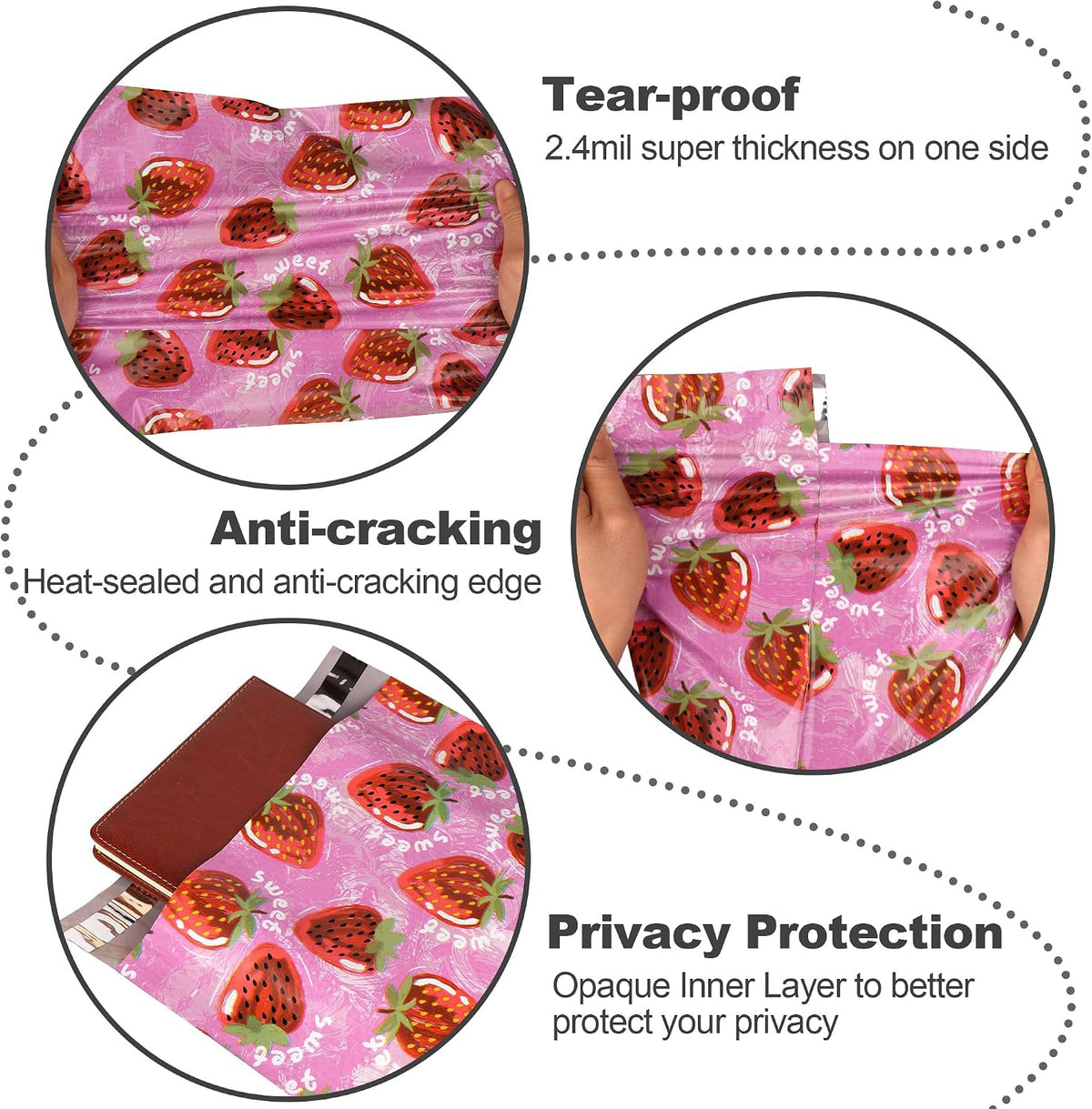 6x9 Poly Mailers 100 Pack, Watercolor Strawberries Design