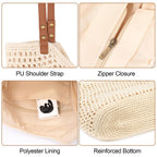 Crochet Beach Bag Summer Purse Boho Small Tote for Women, Beige