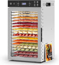 16-Tray Food Dehydrator, Stainless Steel, 4 Presets for Jerky&Fruit