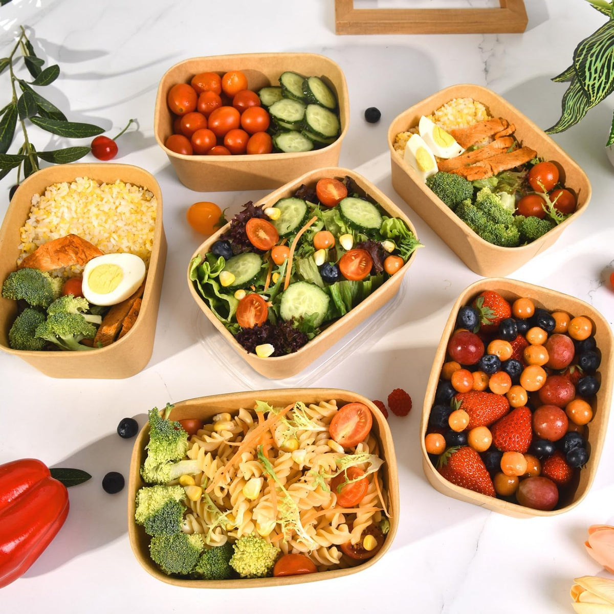 50 Pack Disposable Meal Prep Containers with Lids 34oz 25oz