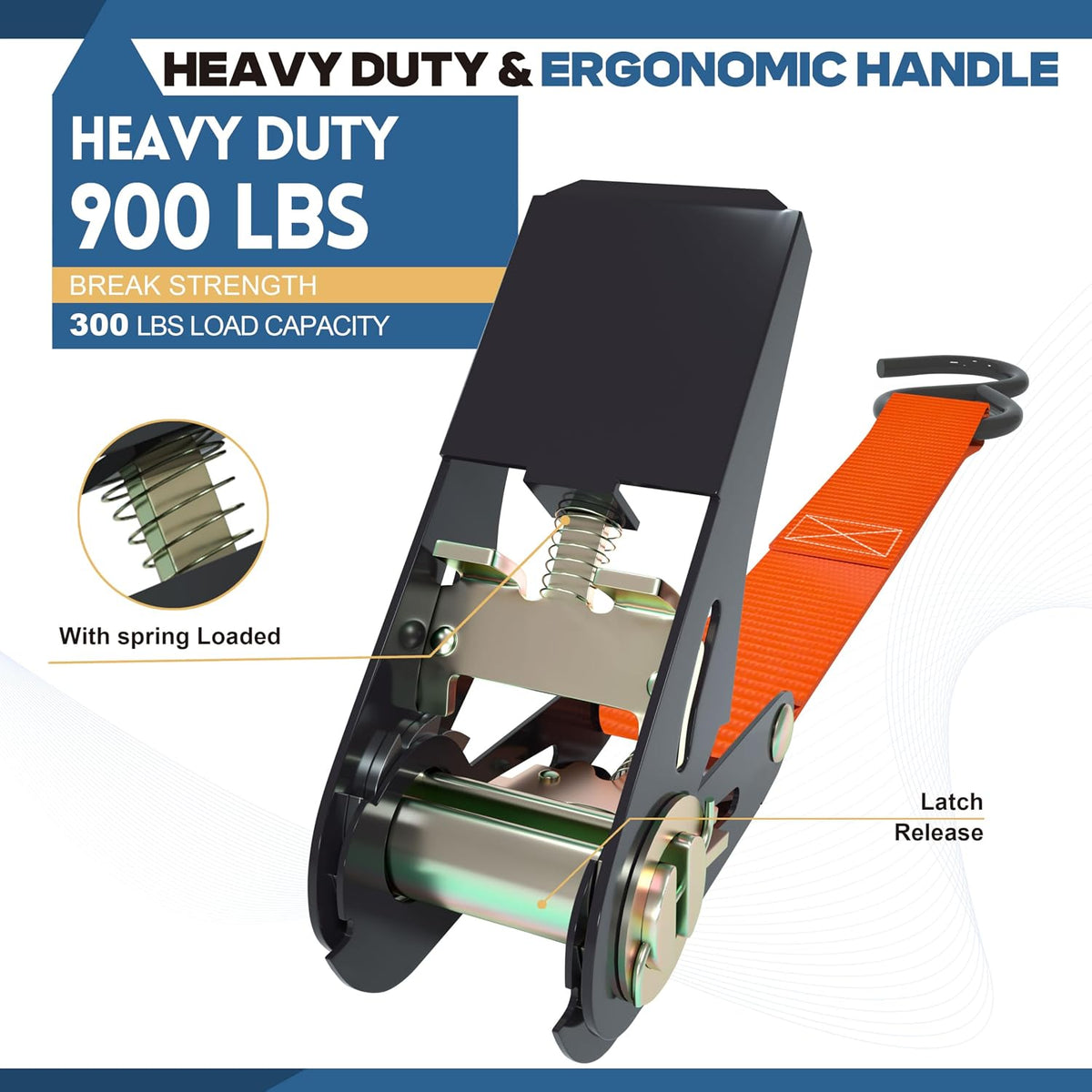 Ratchet Straps,Ratchet Tie Downs，Orange-standard-10ft：4