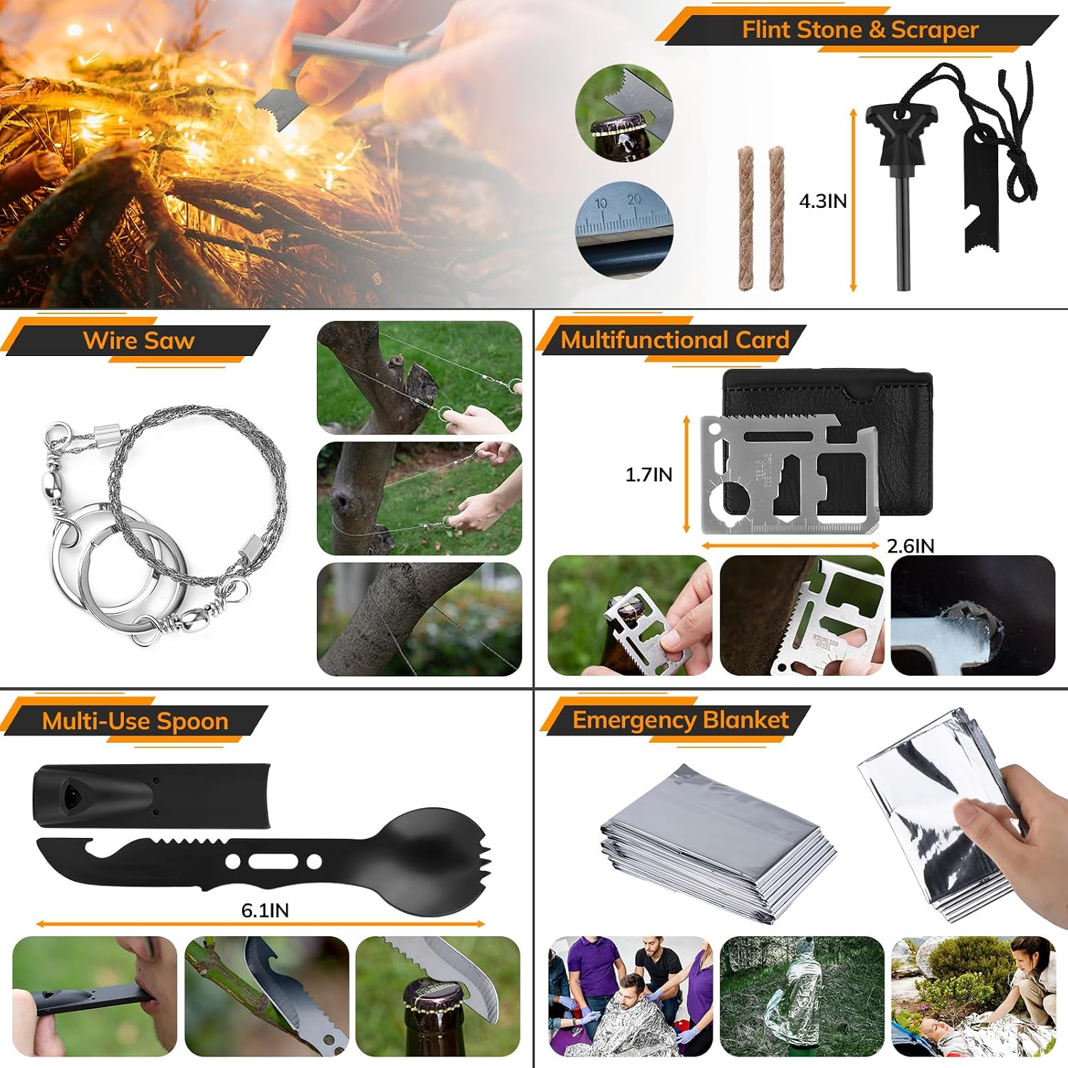 Survival Kit, 250pcs Survival Tools Tactical Gear and Trauma Bag, Survival First Aid Kit with Molle Crossbody Bag &