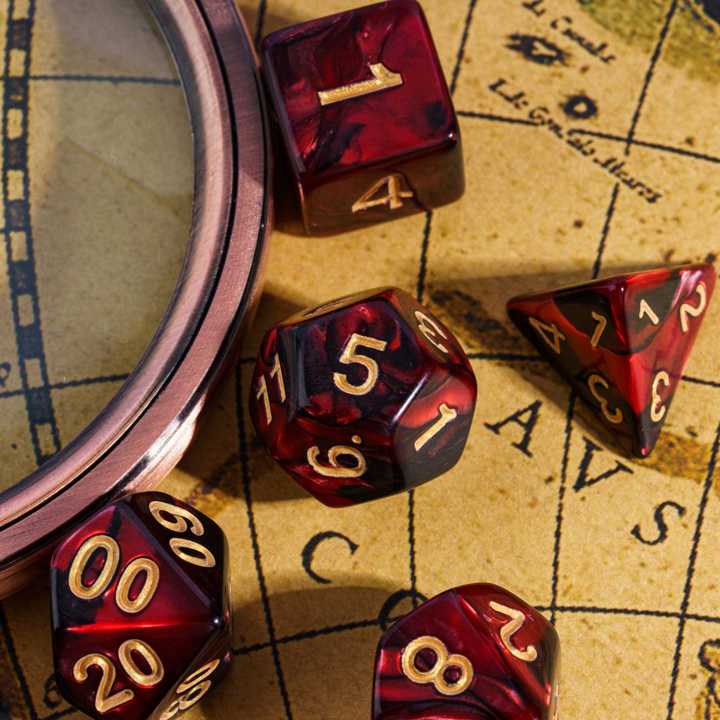 7PCS Polyhedral RPG Dice Set Red Black Dice for Role Playing Games