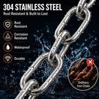 ElaraBerry 1/4 Inch x 25 ft 304 Stainless Steel Welded Link Chain