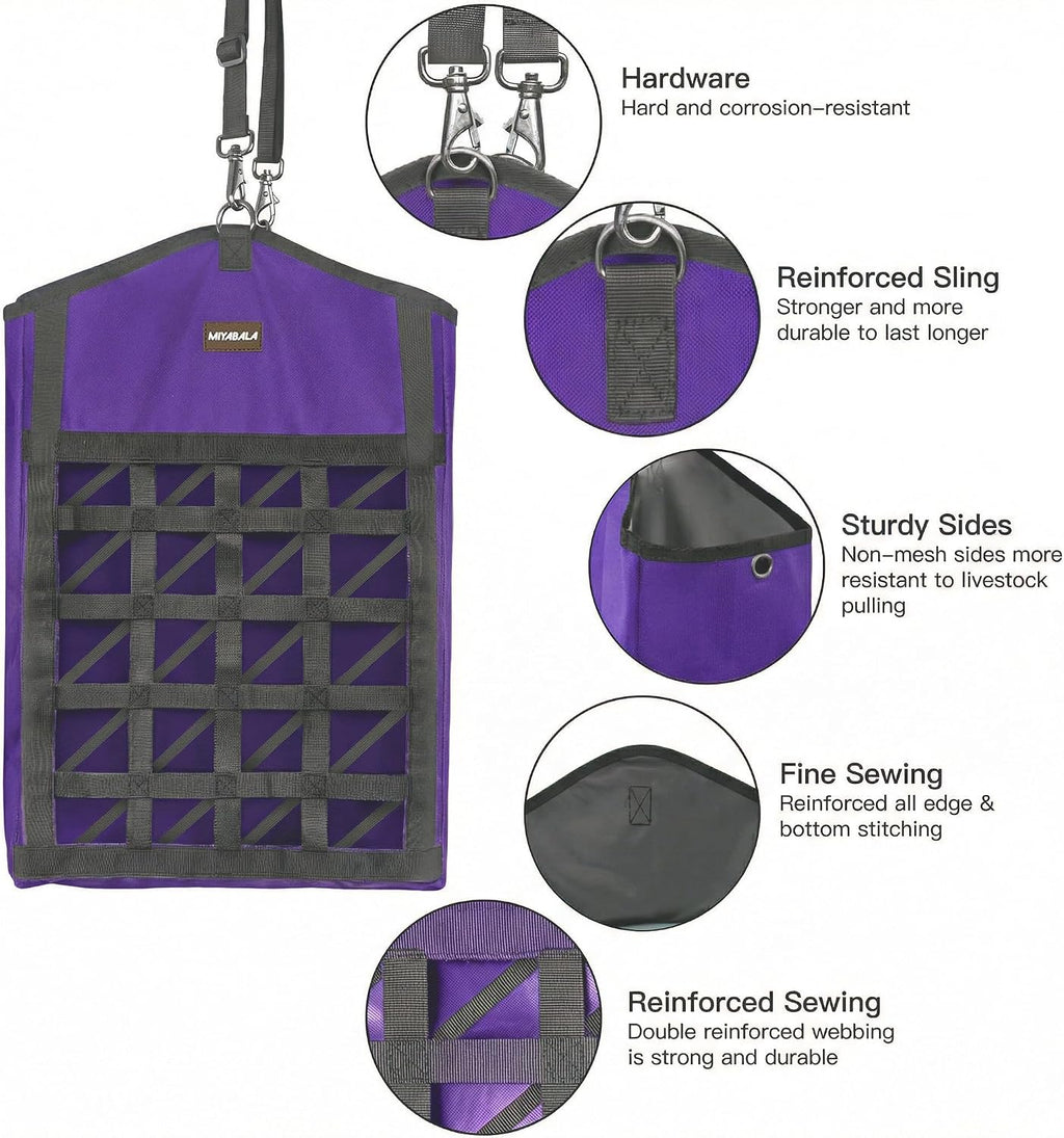 Ultra Slow Feed Horse Hay Bag Net Front, 3Pack (1 Black +2 Purple)