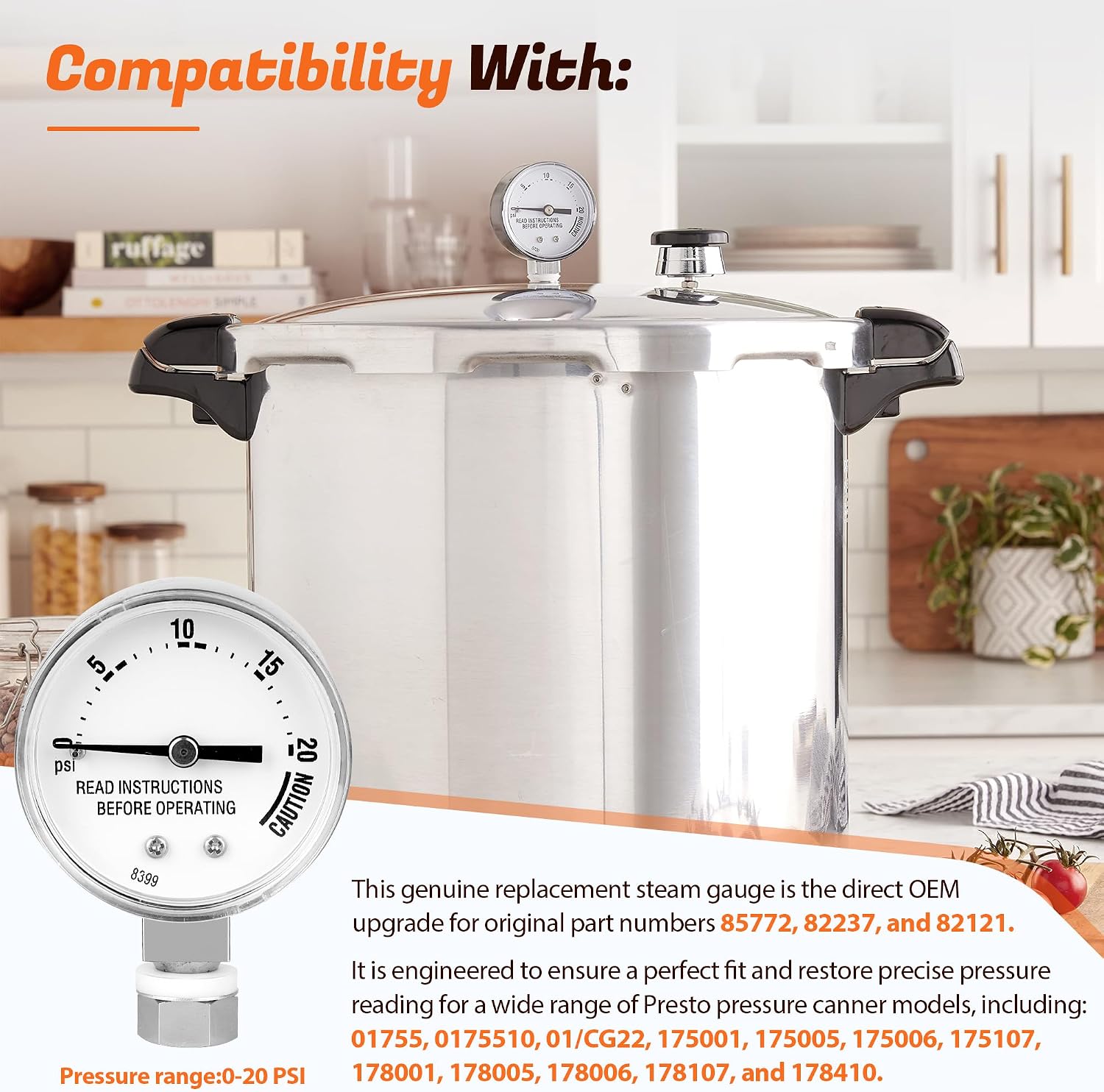 85772 Pressure Canner Steam Gauge for Presto Pressure Cooker