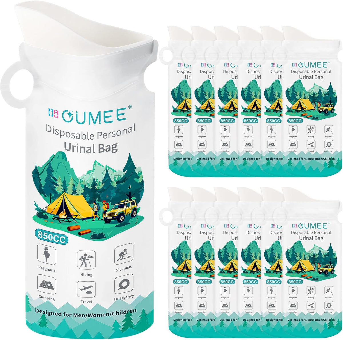 850ML Emergency Disposable Urinal Bags, 8/12/20/28 Pcs