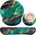 Mouse Pad Green with Wrist Rest Set, 3-in-1 Wrist Support Mousepad | Gaming Mat Pad with Anti-Skid Base,Ergonomic
