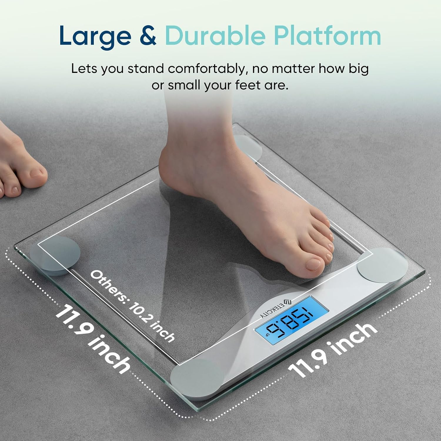 Digital Body Weight Bathroom Scale, 6mm Tempered Glass, 400 lbs | Large Blue LCD Backlight Display, High Precision