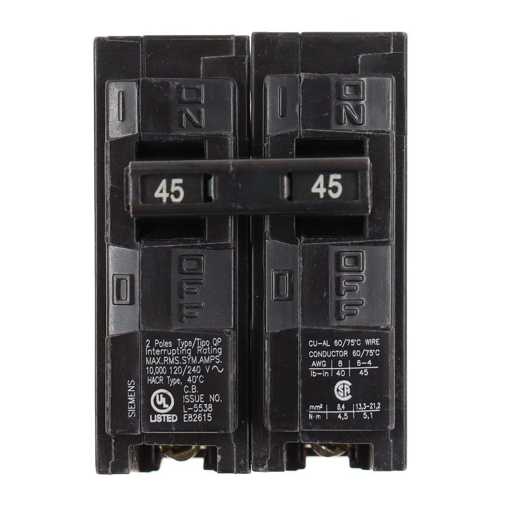 Siemens -HI Q245 45-Amp Double Pole Type QP Circuit Breaker, black