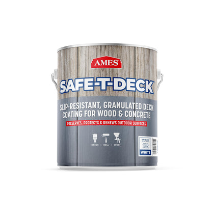 Safe-T-Deck Granulated Formula Exterior Paint - 1 Gallon White Paint - Great for Porches, Patios, Decks, Walkways and