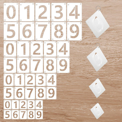 3,4,5,6 Inch Number Stencils Kit 0-9, 40Pcs Plastic Number Stencils, Reusable Curb Stencil Kit for Address Painting