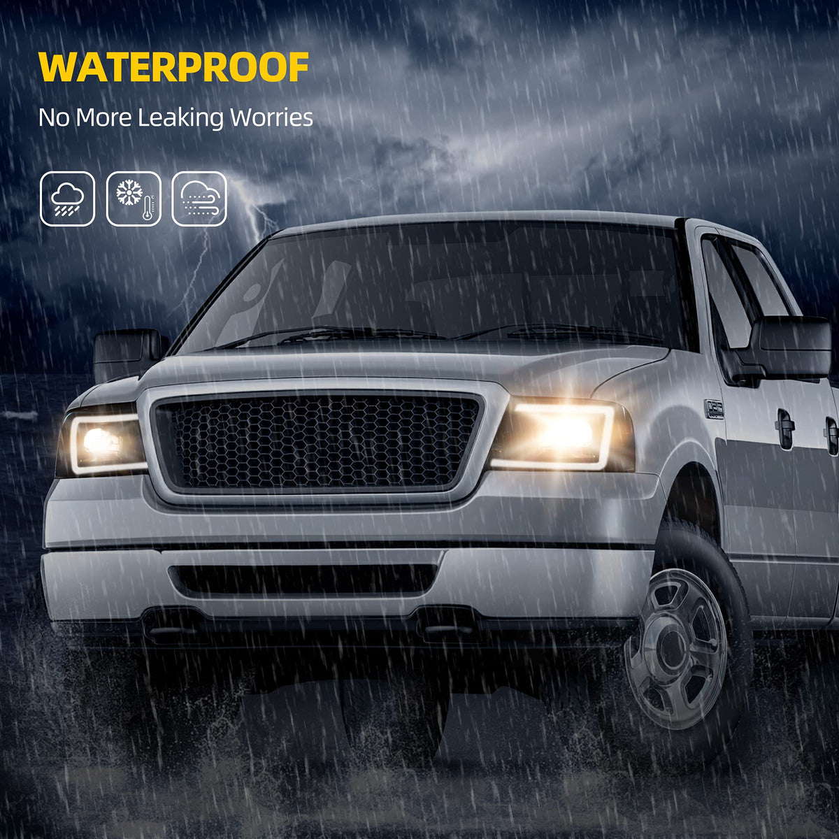 LED Headlight Assembly Compatible with 2004-2008 Ford F150 Black