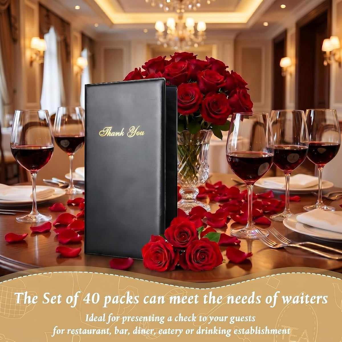 40 Pcs Server Books, Waiter Check Presenters, Guest Check Holder