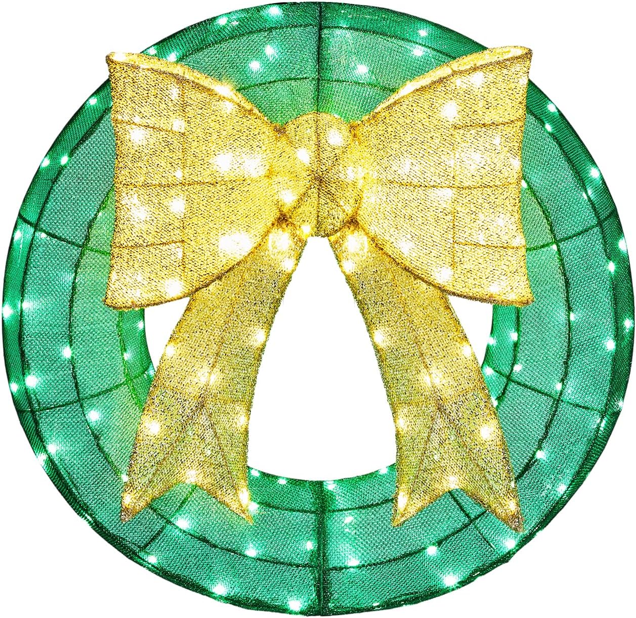 24in Pre Lit Christmas Wreath for Front Door Mantel & Stair Railing with Lights Indoor Outdoor Doorway Decor