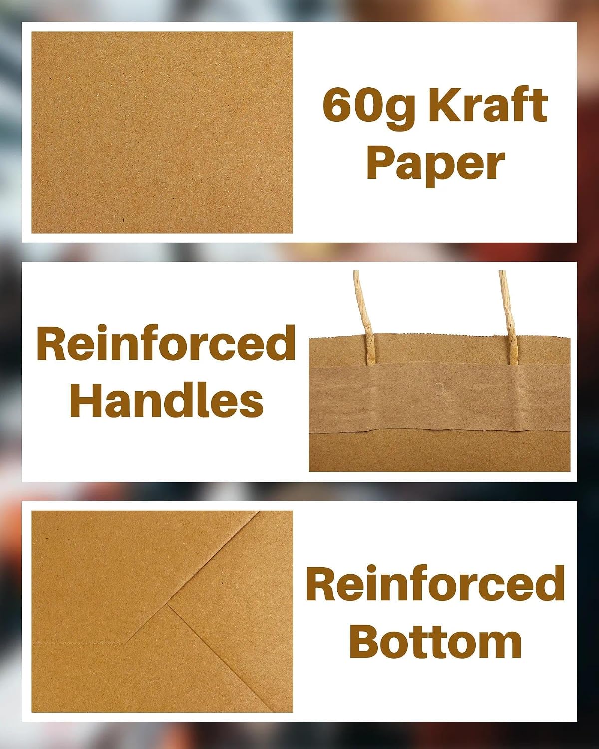 40 Pack Large Brown Paper Bags with Handles, Kraft Gift Bags