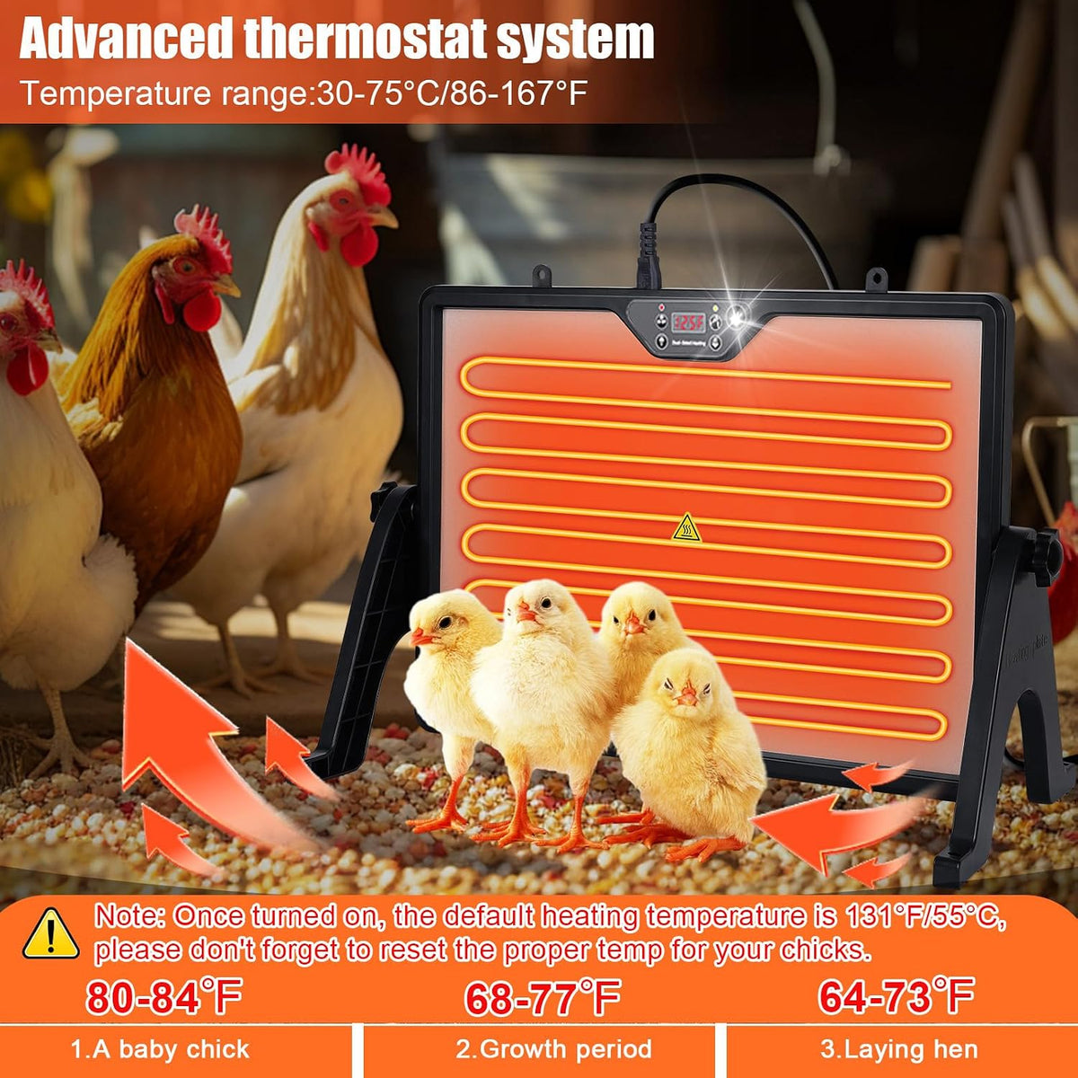 Chicken Coop Heater Radiant Chicken Heater for Inside Coop 180W