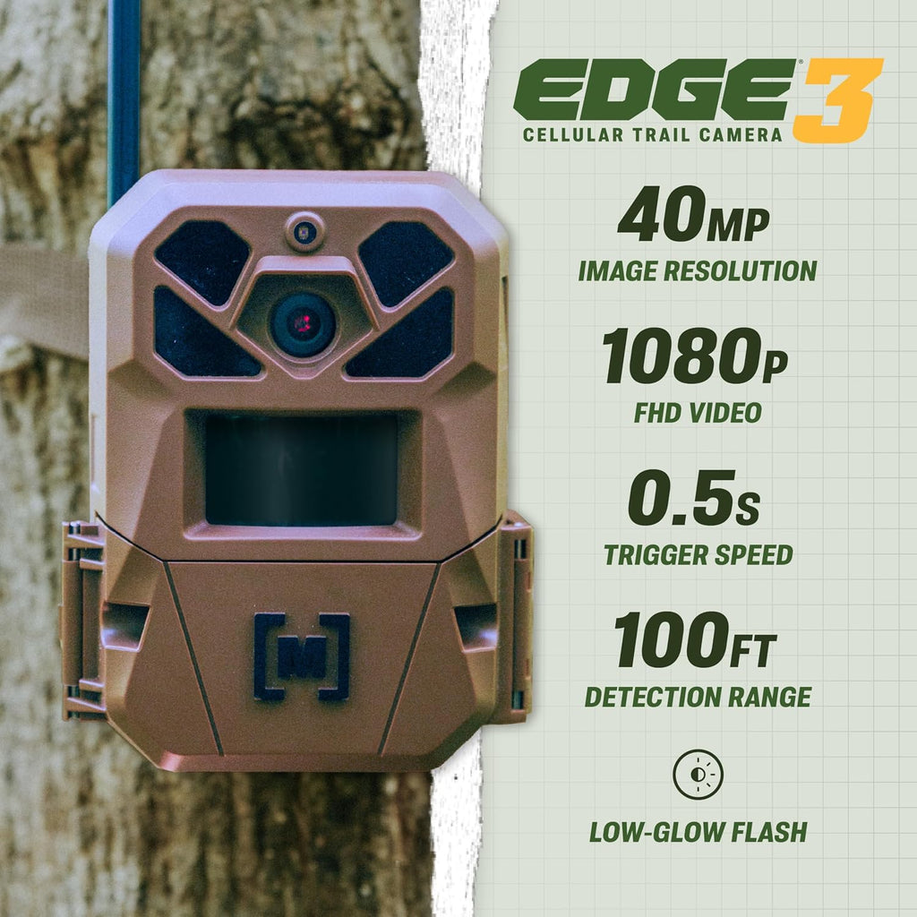 Edge 3 Cellular Trail Camera - 40MP, 0.5s Trigger | Scout from Anywhere, HD photos via Mobile app, 1080p video