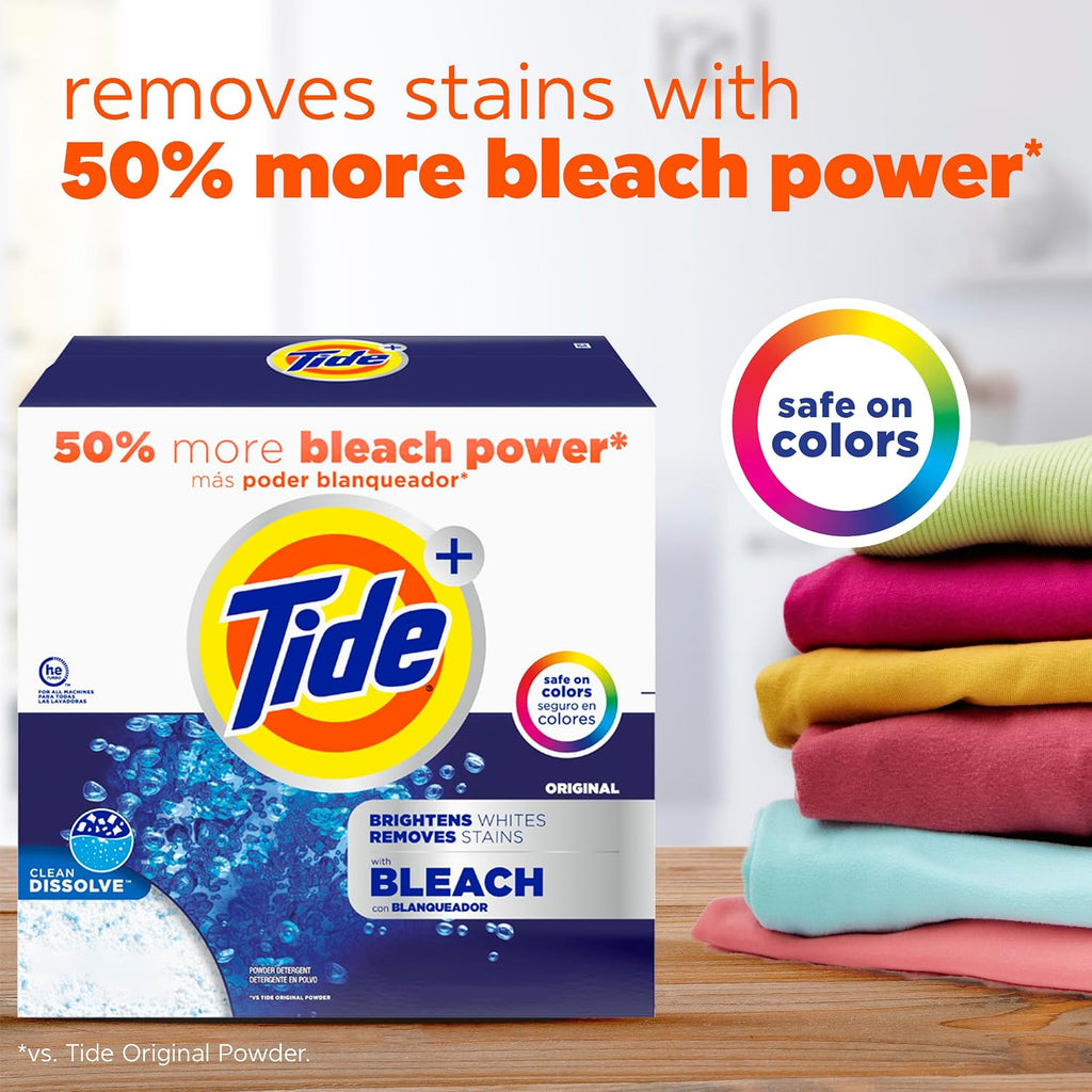 Powder Laundry Detergent with Bleach, Original Scent, 89 Loads, 129 oz