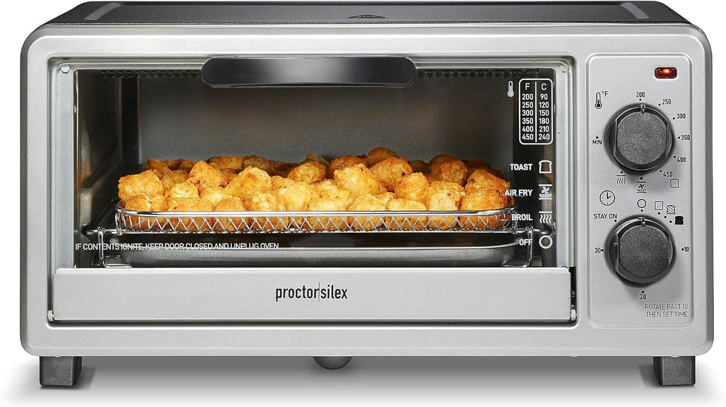 4 Slice Countertop Air Fryer Toaster Oven Combo | Air Fry, Bake, Broil, Toast | 200-450⁰F Adjustable Temp | 30 Minute