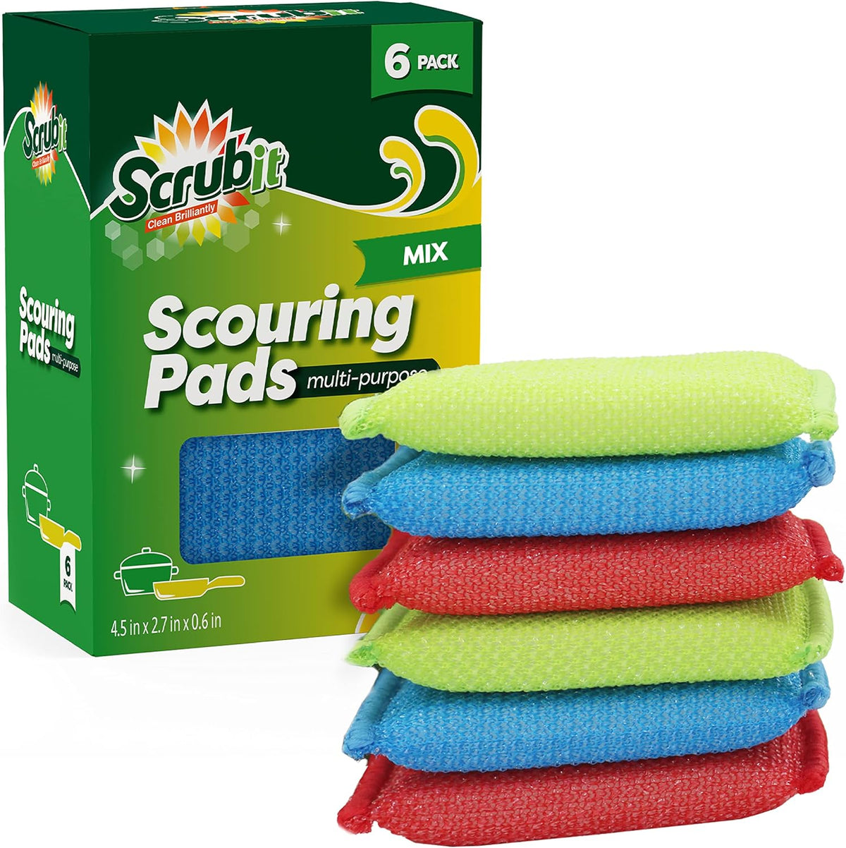Multi-Purpose Scouring Pad - Non-Scratch Cleaning Sponges for Pots, Pans, Dishes, Utensils & Non-Stick Cookware