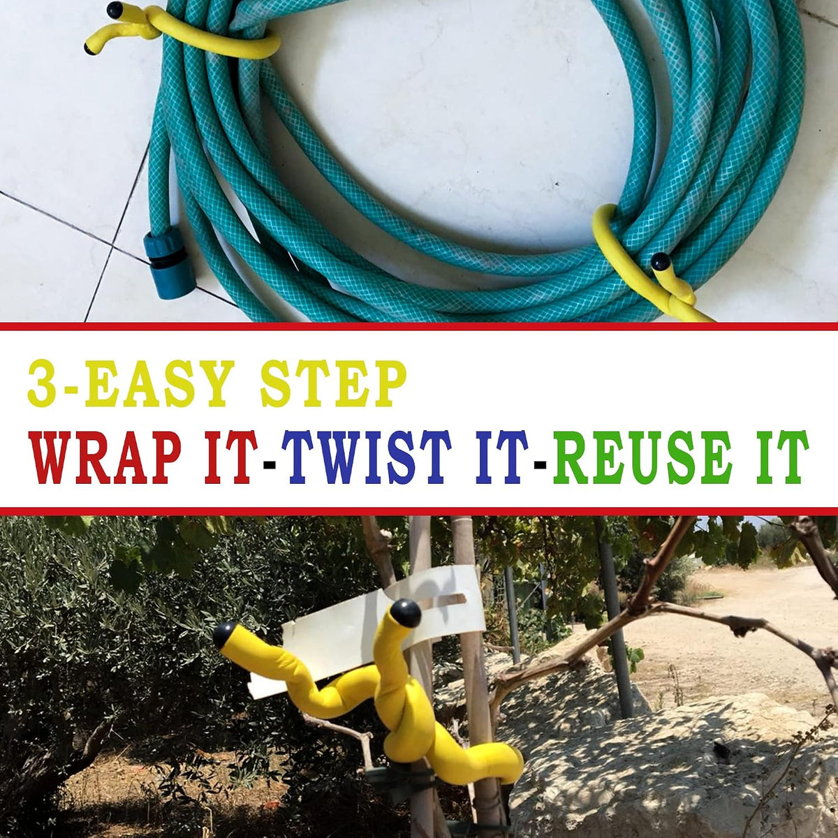 Andalus Twist Rubber Ties, 17-Inch Reusable Twist Ties in Assorted Colors - Holds Up to 110 Pounds (4 Pack)