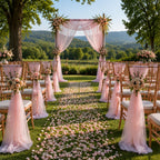 Wedding Arch Drape Sheer Tulle 1 Panel Pink Backdrop for Ceremony Birthday