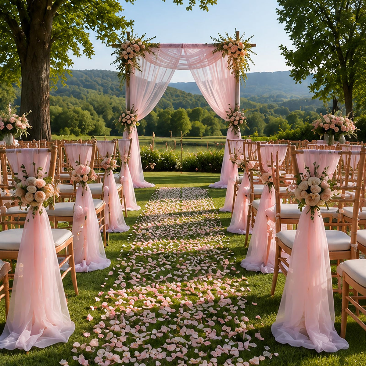 Wedding Arch Drape Sheer Tulle 1 Panel Pink Backdrop for Ceremony Birthday