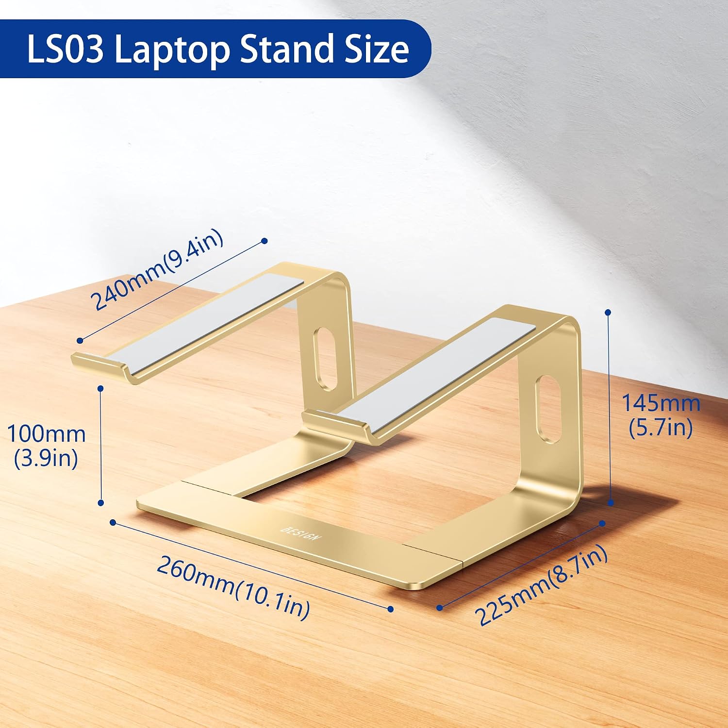 LS03 Aluminum Laptop Stand, Ergonomic Detachable Computer Stand, Notebook Riser, Laptop Mount Compatible with Air