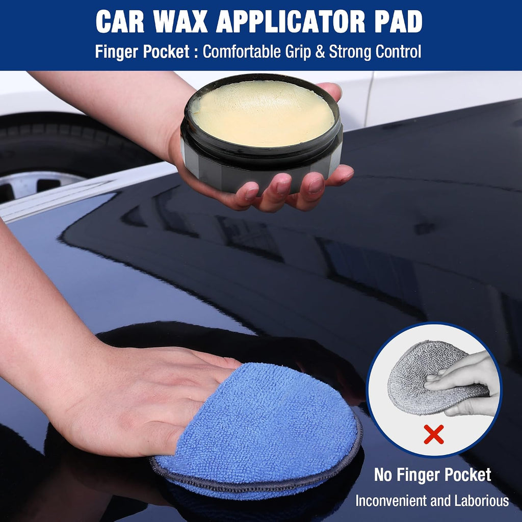 12-Pack Car Wax Applicator Pads with Finger Pocket, Microfiber Pad | Soft Foam Polishing Pads for Car Detailing &