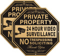 2 Pcs No Trespassing Sign 10 x 10 Inch Private Property Signs 24 Hours Video Surveillance Aluminum Security No