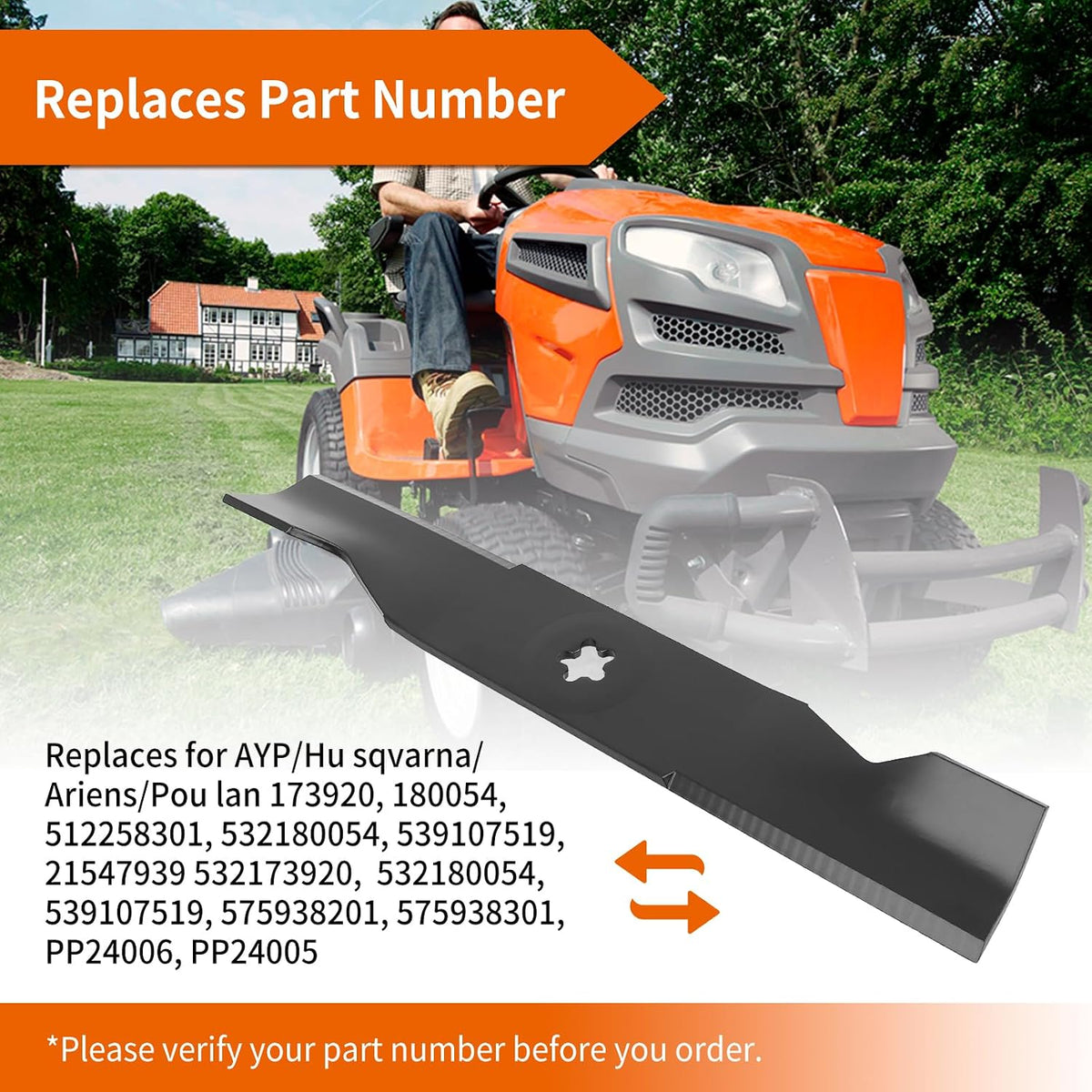 48" Deck Mower Blades 180054 for Hus qvarna YTH24V48 YTH2348 YTH22K48 YTH23K48 Z248, High Lift Blades Replace for 173920 532180054 539107519, 3 Pack