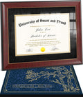 Wooden College Diploma Frame 8.5 x 11 with Mat (Black /w Golden Rim) — Real Wood, Real Glass — Gift-Ready Packed