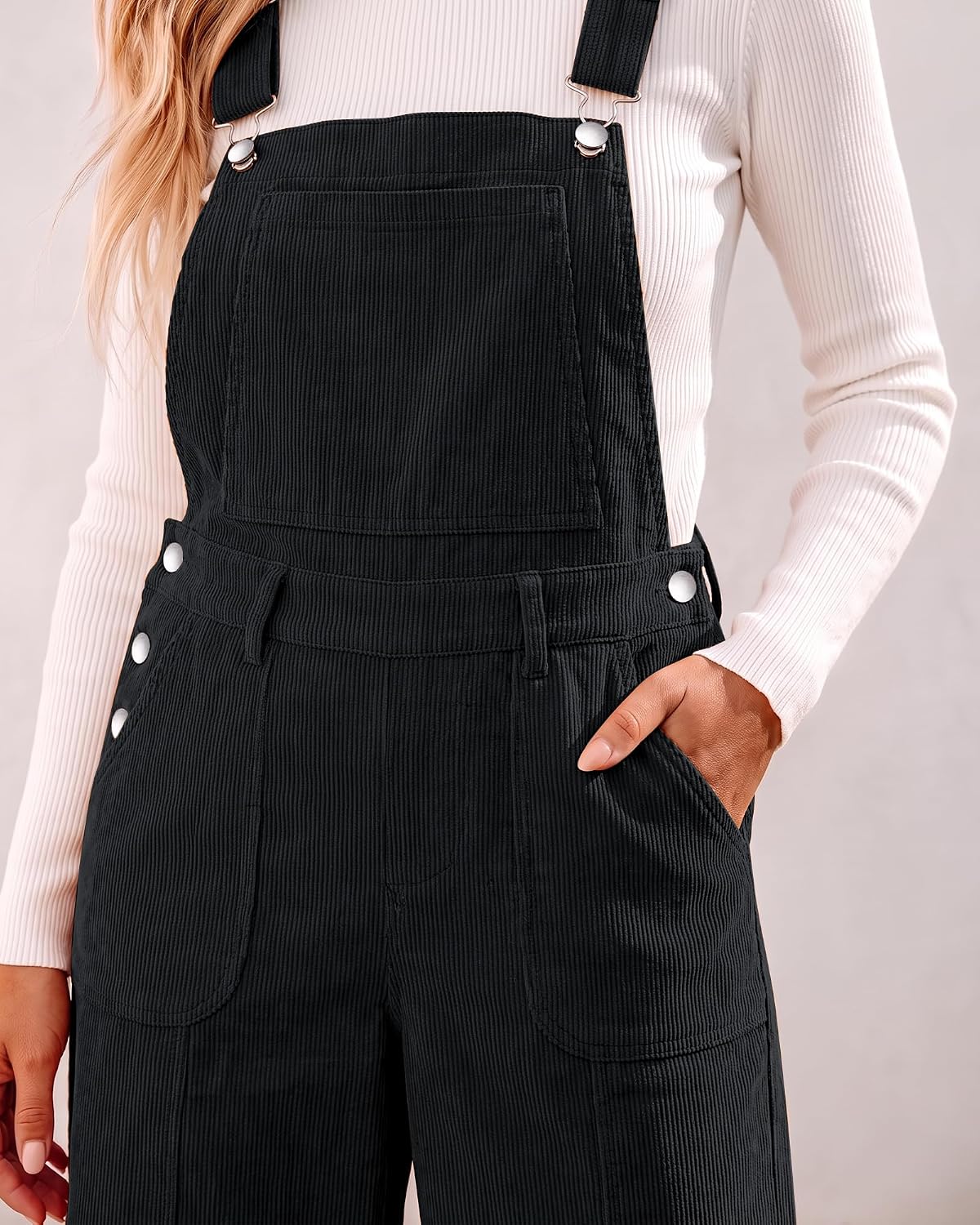 Corduroy Overalls for Women Baggy Wide Leg Bib Overall Jumpsuit