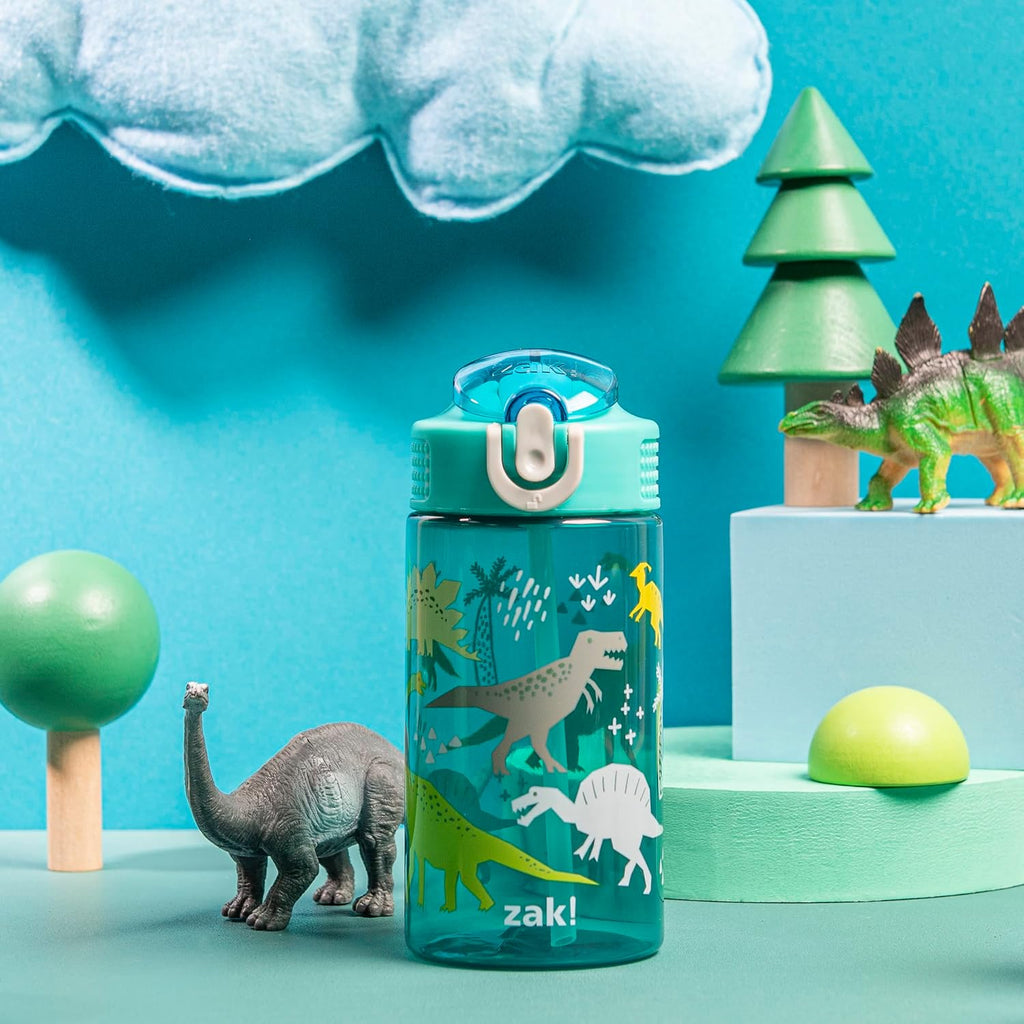Dinosaur 16oz Leak-Proof Straw Kids Water Bottle, Plastic