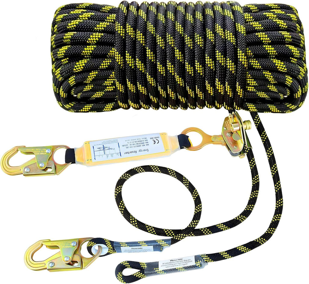 25FT Rope Harness Safety Lanyard, Roofing Fall Protection Rope